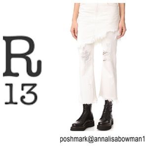 r13 double classic skirted jeans